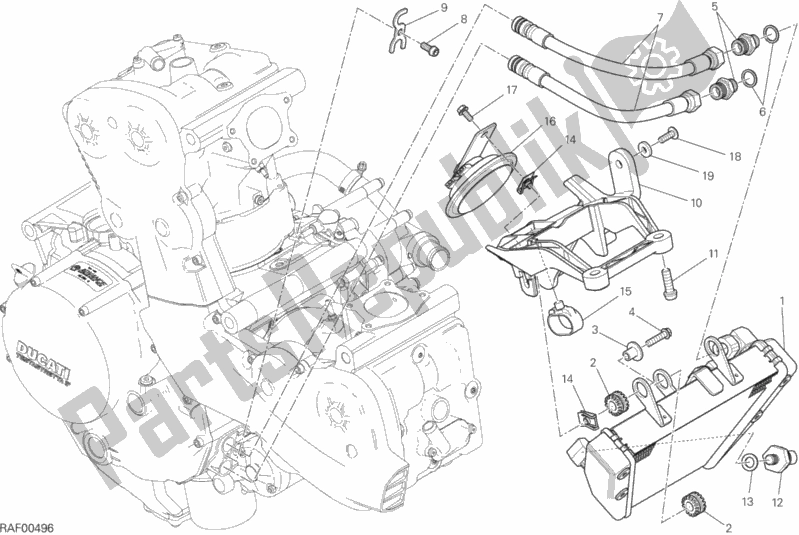 All parts for the Oil Cooler of the Ducati Monster 1200 USA 2014